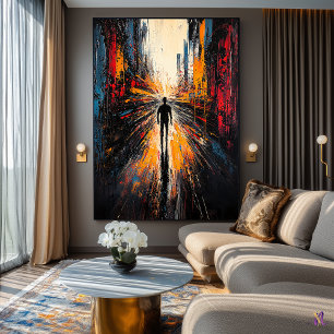 Poster Voyage Solitaire – Vision Urbaine Abstraite Expres