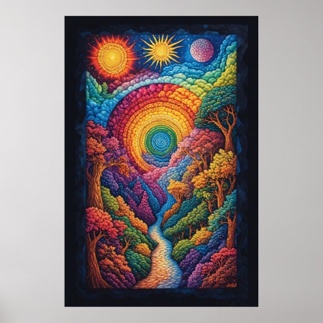 Poster Voyage Spiral Cosmique : Une vision Psychédélique (Devant)
