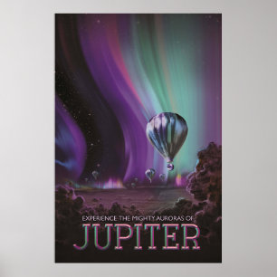 Poster Voyage sur Jupiter en montgolfière au milieu des a