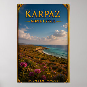 Poster Voyage sur la côte intacte de Chypre Nord Karpaz