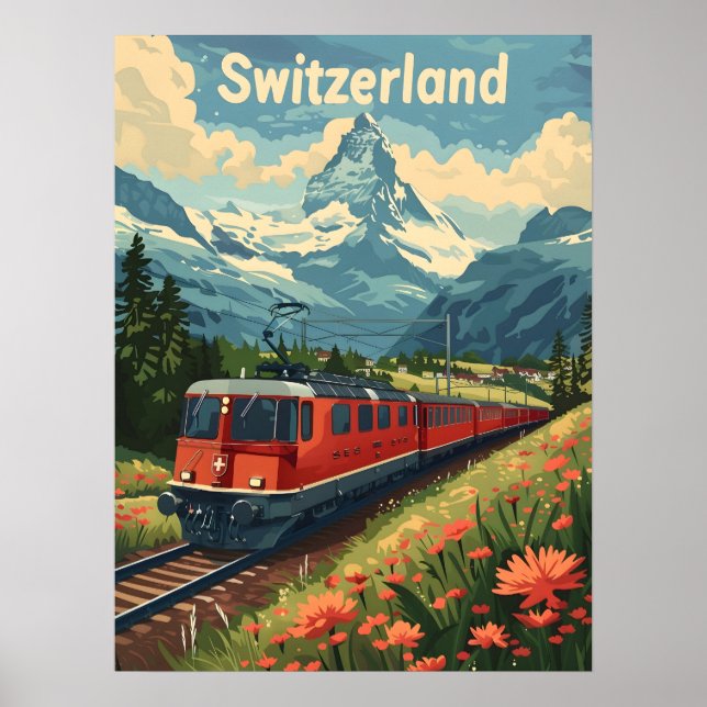 Poster Voyage sur le chemin de fer alpin suisse (Devant)