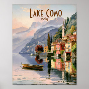 Poster Voyage sur mesure au lac de Côme Italie aquarelle