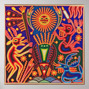 Poster Voyage tribal maya mexicain de Boho d'art d'Oaxaca