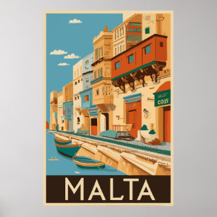 Poster Voyage vintage à Malte