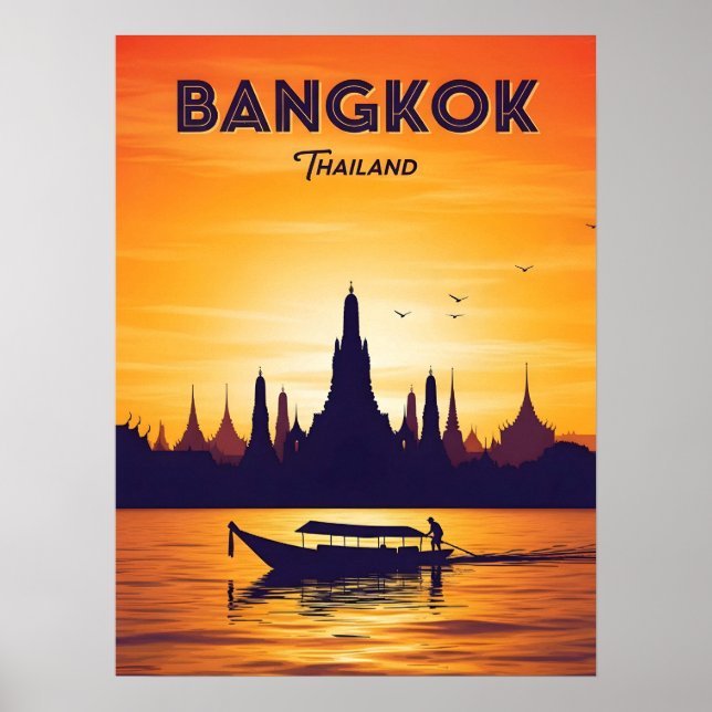 Poster Voyage vintage Bangkok Thaïlande (Devant)