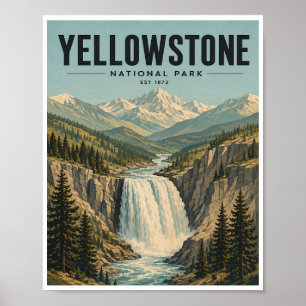 Poster Voyage vintage dans le Parc national de Yellowston