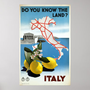 Poster Voyage vintage de citrons de l'Italie