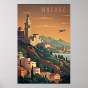 Poster Voyage vintage de Malaga Espagne