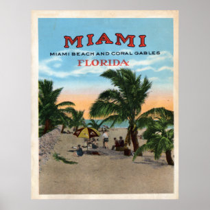 Poster Voyage vintage de Miami et de Coral Gables la