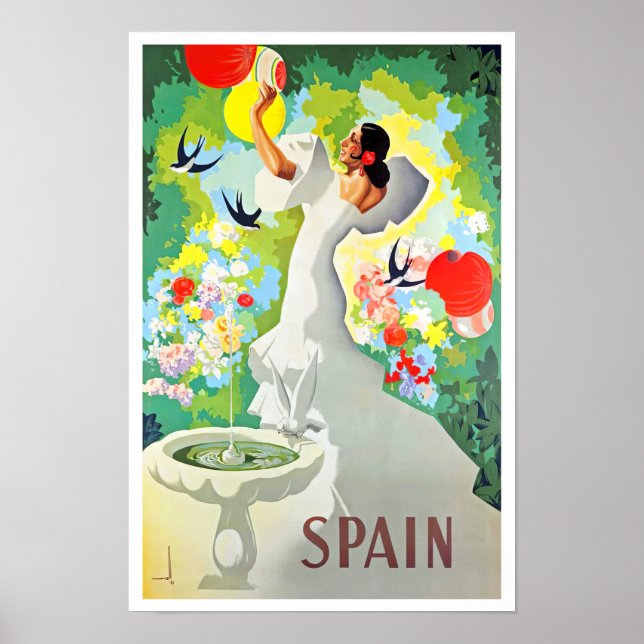 Poster Voyage vintage en Espagne (Devant)