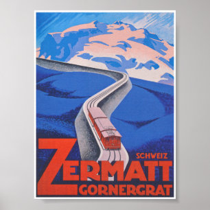 Poster Voyage Vintage en train Zermatt Suisse