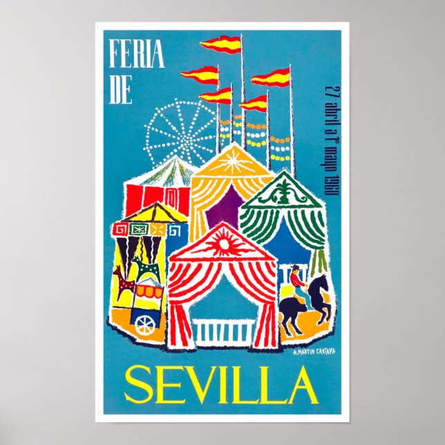 Poster Voyage vintage Feria de Sevilla 1960 (Devant)
