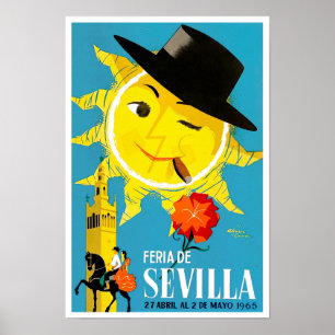 Poster Voyage vintage Feria de Sevilla 1965
