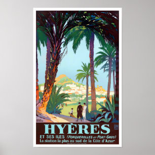 Poster Voyage vintage Hyères France