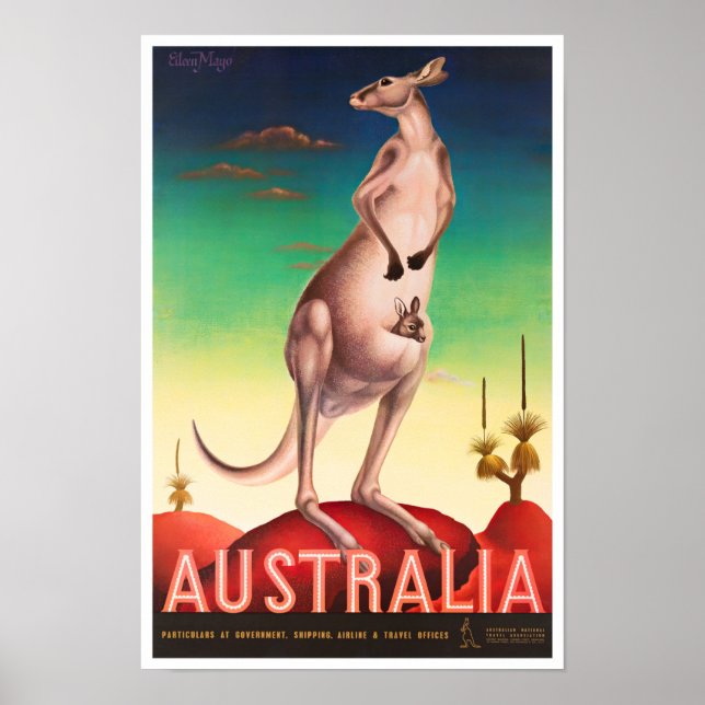 Poster Voyage vintage Kangaroo Australie (Devant)