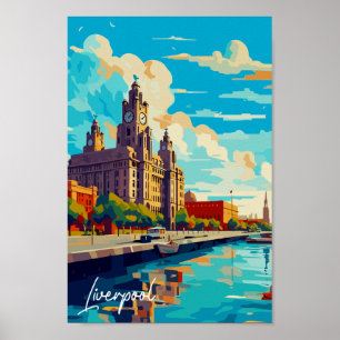 Poster Voyage vintage Liverpool Angleterre