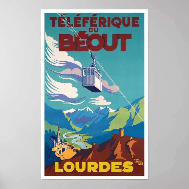 Poster Voyage vintage Lourdes France (Devant)