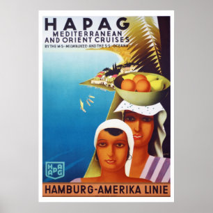 Poster Voyage vintage Méditerranée & Orient Cruise