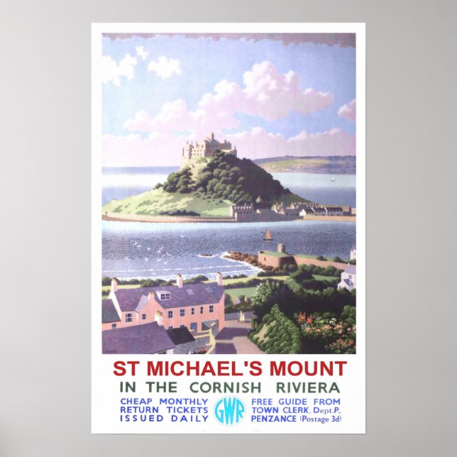 Poster Voyage vintage, Mont St Michael. (Devant)