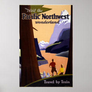 Poster Voyage vintage Pacific Northwest Wonderland
