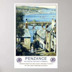 Poster Voyage vintage, Penzance.