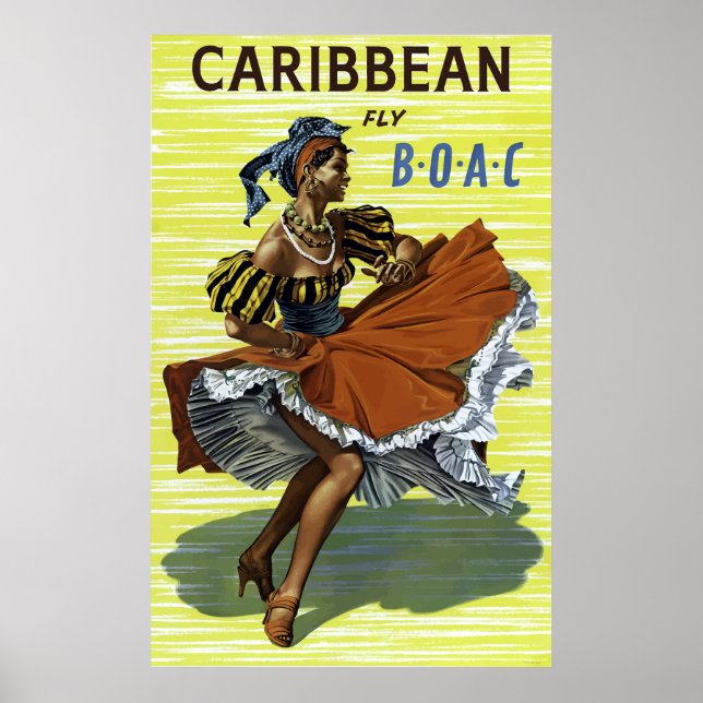 Poster Voyage vintage pour les Caraïbes (Devant)