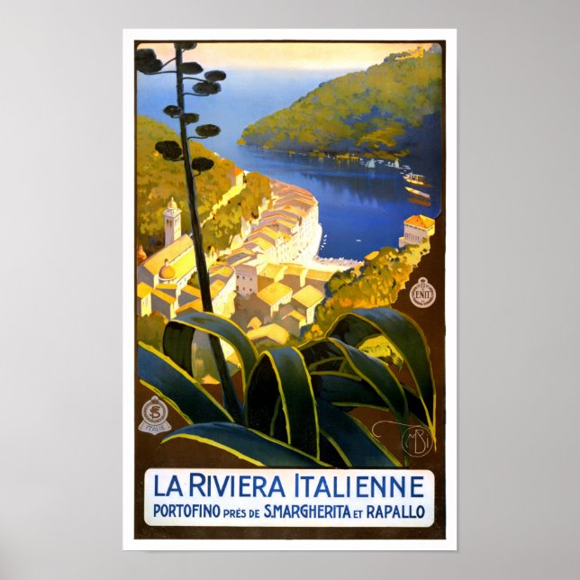 Poster Voyage vintage Riviera italienne (Devant)