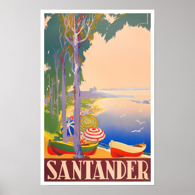 Poster Voyage vintage Santander Espagne (Devant)