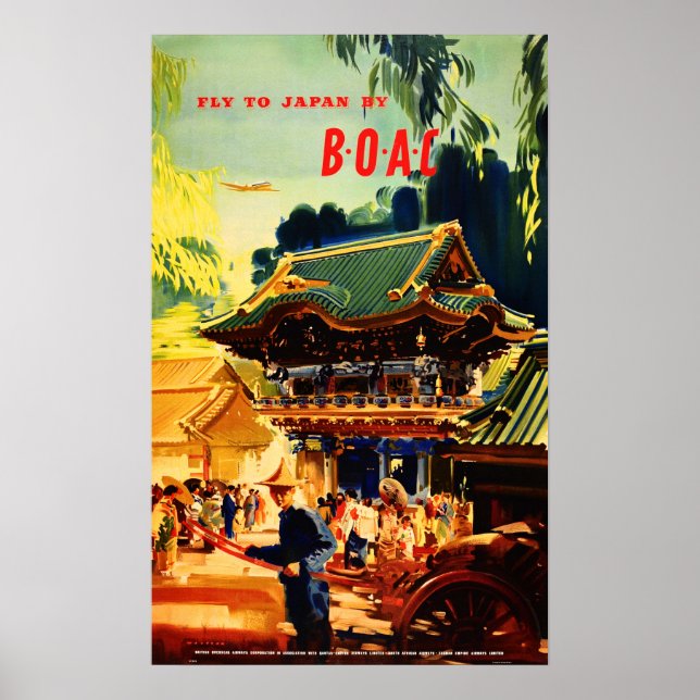 Poster VOYAGER AU JAPON par BOAC Airways Retro Travel Tou (Devant)