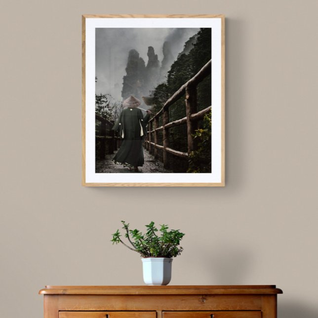 Poster Voyager dans Samurai sur un Misty Mountain Path (Créateur téléchargé)