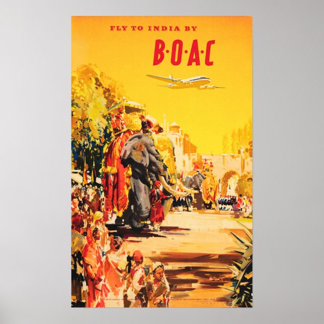 Poster VOYAGER EN INDE par BOAC Tours Vacances Vieux voya (Devant)