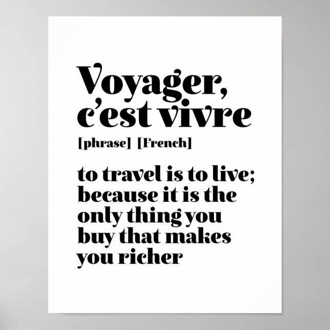 Poster Voyager français inspiré Voyager C'est Vivre (Devant)