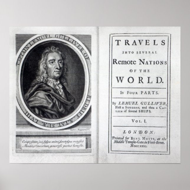 Poster 'Voyages de Gulliver' par Jonathan Swift, 1726 (Devant)
