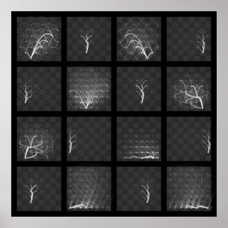 Poster Voyages de pièces d'échecs (pièces blanches, Carré