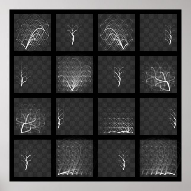 Poster Voyages de pièces d'échecs (pièces blanches, Carré (Devant)