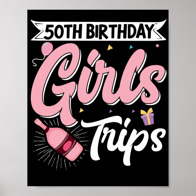 Poster Voyageur Vacances En Vol 50E Filles Anniversaire V (Devant)
