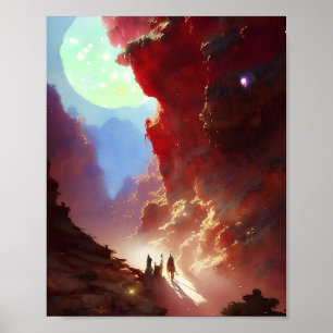Poster Voyageurs dans un canyon de roche rouge