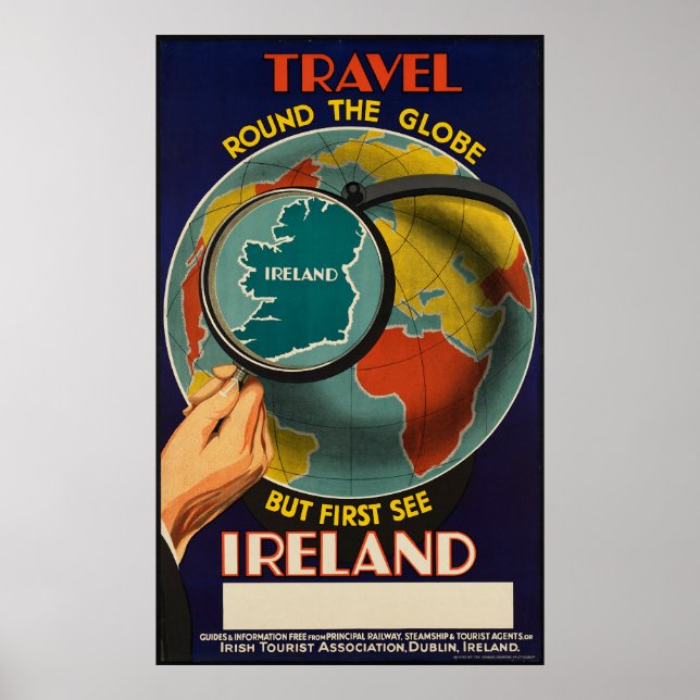 Poster Voyagez Autour Du Monde Mais Voyez D'Abord Irlande (Devant)
