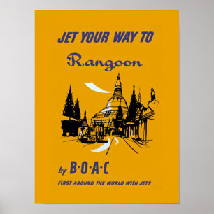 Poster Voyagez en jet votre chemin vers Rangoon