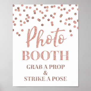 Poster Voyant Mariage de cabine photo Rose Gold Confetti