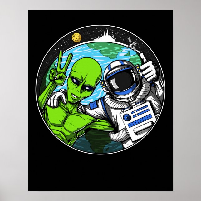 Poster VOYELLE DE LA PAIX Alien Astronaute spatial (Devant)