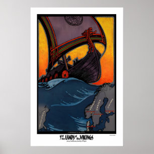 Poster Voyez la terre des Vikings Norvège Suède Danemark