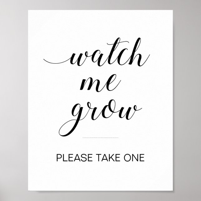 Poster Voyez-moi grandir Baby shower des faveurs botaniqu (Devant)