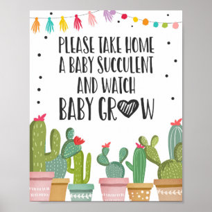 Poster Voyez-moi grandir Cactus Fiesta Baby shower Pannea