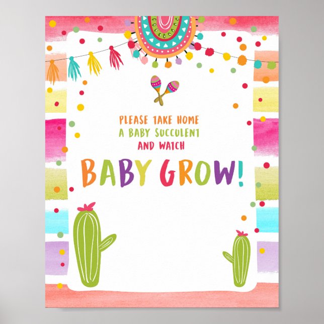 Poster Voyez-moi grandir Cactus Fiesta Baby shower Pannea (Devant)