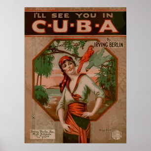 Poster Voyez-vous au Cuba, rétro couverture de musique de