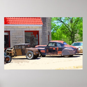 Poster Vraiment vieilles voitures d'occasion