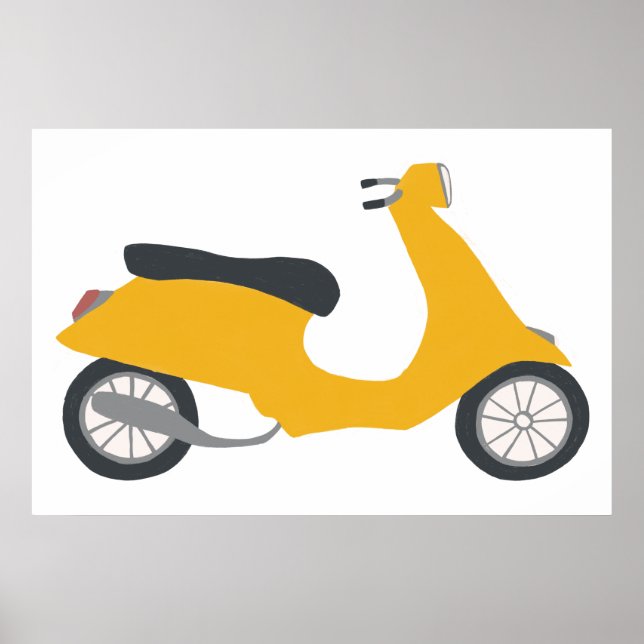 Poster Vroom Vroom Yellow Motor Scooter Art (Devant)