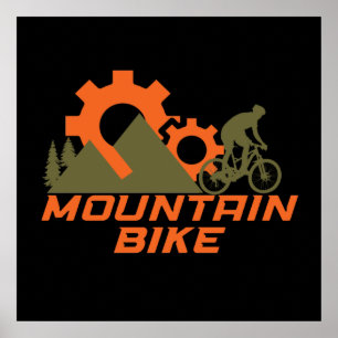 Poster VTT moderne de descente de vélo de montagne