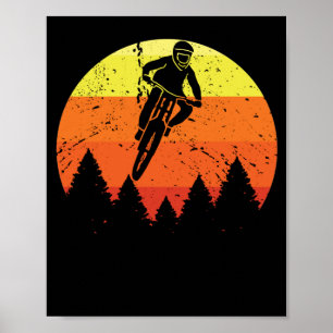 Poster VTT Sunset pédaleur terrain descendant